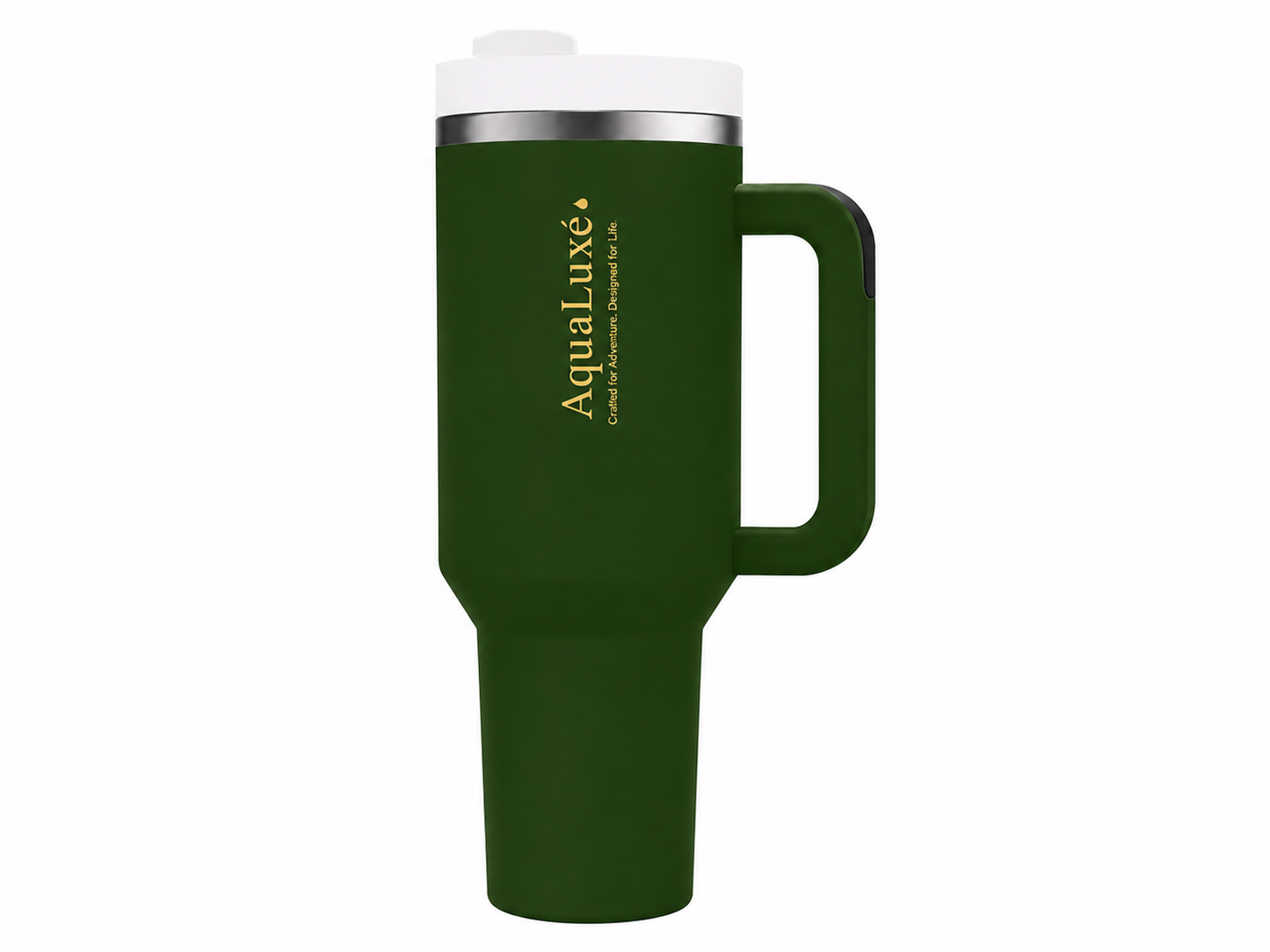 AquaLuxè Premium Insulated Water Bottle 40oz• Stainless Steel • Dual-Function Sip & Straw Lid