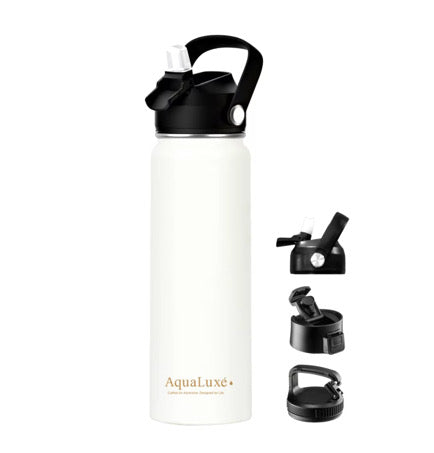 Triple insulated 750ML Water bottle 3 lids included AquaLuxé