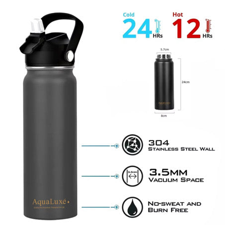 Aqualuxé Triple Insulated Water Bottle 3 Lids included