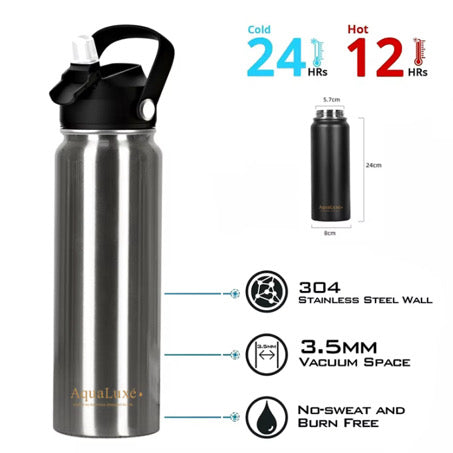Aqualuxé Triple Insulated Water bottle 750ML 3 Lids included